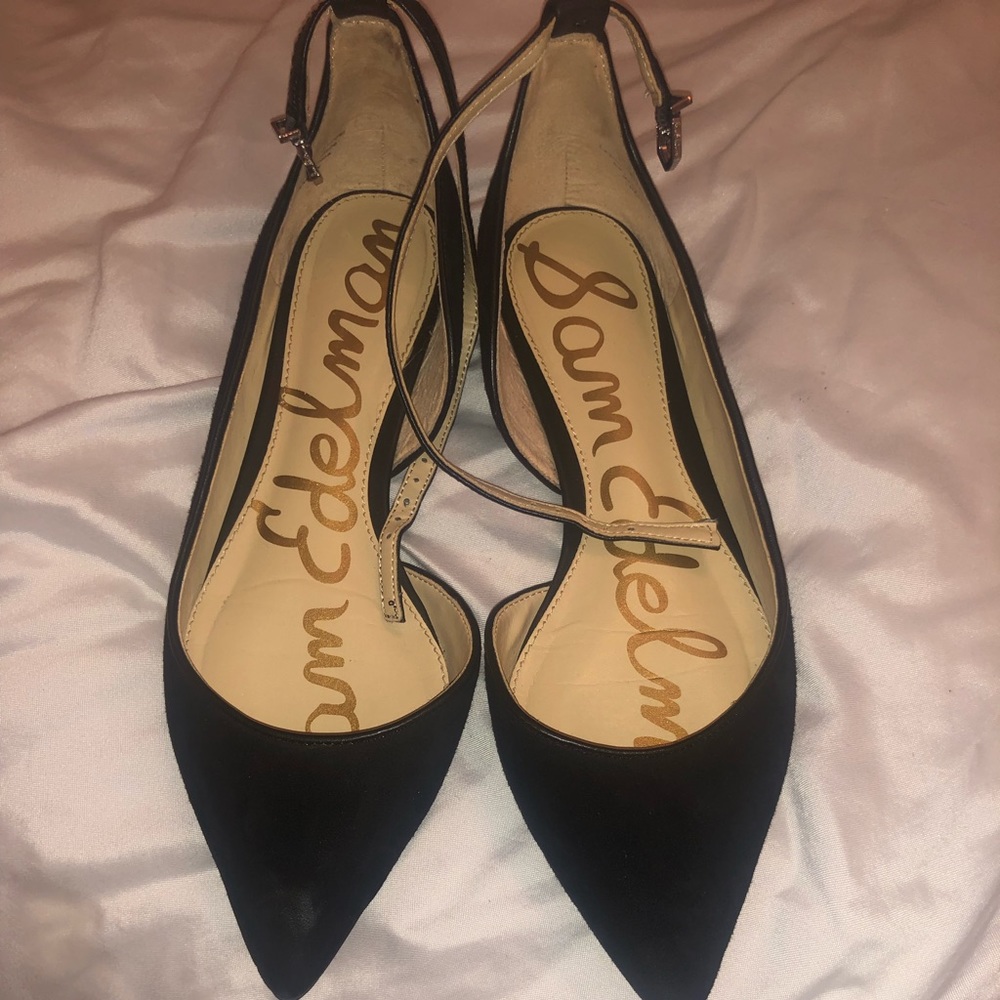 Sam Edelman black flats with ankle strap